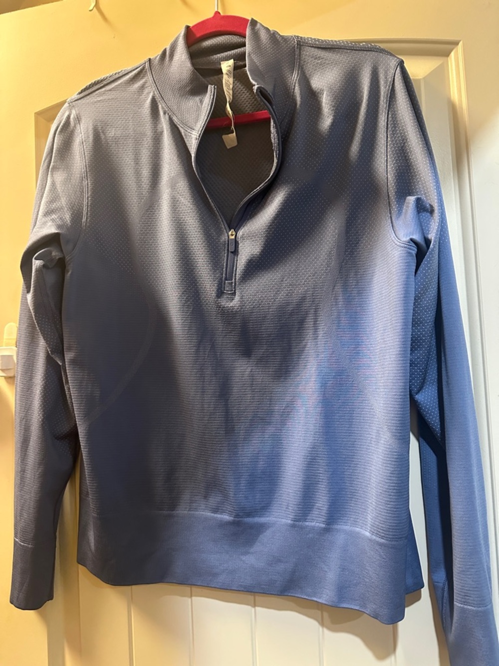 lululemon athletica Blue Performance Quarter Zip with Pink Trim